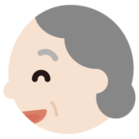 高齢者の女性の横顔のイラスト（破顔）
