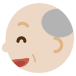 高齢者の男性の横顔のイラスト（破顔）