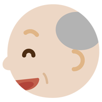 高齢者の男性の横顔のイラスト（破顔）