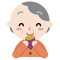 焼き芋を食べる高齢者の女性のイラスト1