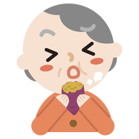 焼き芋を食べる高齢者の女性のイラスト2