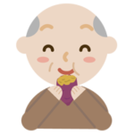 焼き芋を食べる高齢者の男性のイラスト1