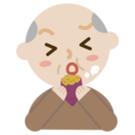 焼き芋を食べる高齢者の男性のイラスト2