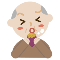 焼き芋を食べる高齢者の男性のイラスト2
