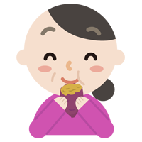 焼き芋を食べる中年の女性のイラスト1