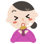 焼き芋を食べる中年の女性のイラスト2