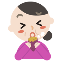 焼き芋を食べる中年の女性のイラスト2