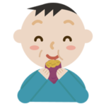 焼き芋を食べる中年の男性のイラスト1