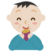 焼き芋を食べる中年の男性のイラスト1