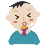 焼き芋を食べる中年の男性のイラスト1