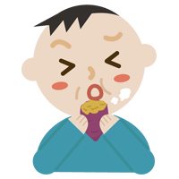 焼き芋を食べる中年の男性のイラスト1