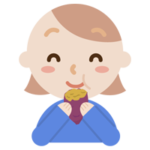 焼き芋を食べる若い女性のイラスト1