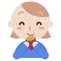焼き芋を食べる若い女性のイラスト1