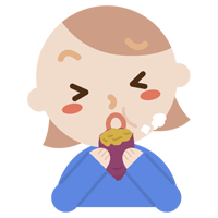 焼き芋を食べる若い女性のイラスト2