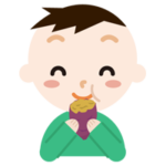 焼き芋を食べる男の子のイラスト1