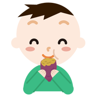 焼き芋を食べる男の子のイラスト1