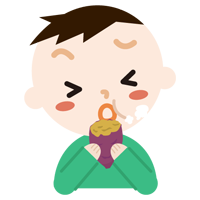 焼き芋を食べる男の子のイラスト1