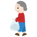 ゴミを持つ高齢者の女性のイラスト1