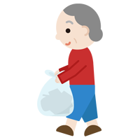 ゴミを持つ高齢者の女性のイラスト1