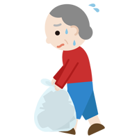ゴミを持つ高齢者の女性のイラスト2