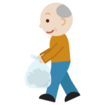 ゴミを持つ高齢者の男性のイラスト1