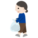 ゴミを持つ中年の女性のイラスト1