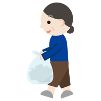 ゴミを持つ中年の女性のイラスト1