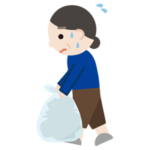 ゴミを持つ中年の女性のイラスト2