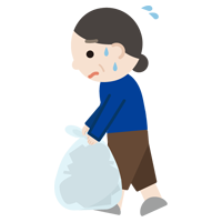 ゴミを持つ中年の女性のイラスト2