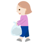 ゴミを持つ若い女性のイラスト1