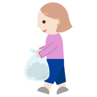 ゴミを持つ若い女性のイラスト1