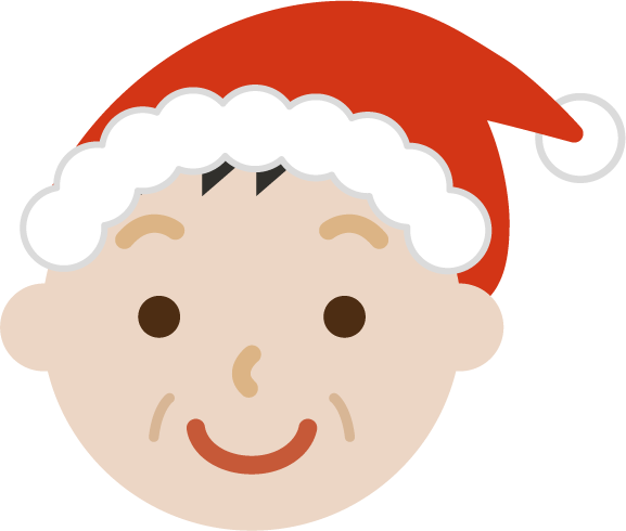 サンタ帽をかぶった中年の男性のイラスト1
