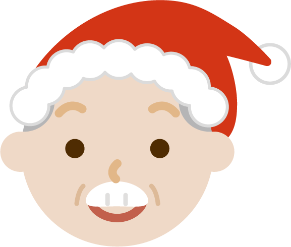 サンタ帽をかぶった高齢者の男性のイラスト2