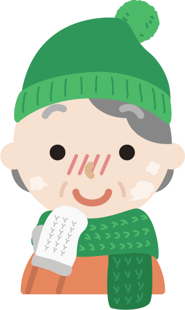 冬の格好をした高齢者の女性のイラスト3