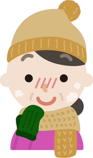 冬の格好をした中年の女性のイラスト3