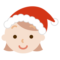 サンタ帽をかぶった若い女性のイラスト