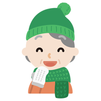 冬の格好をした高齢者の女性のイラスト2