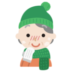 冬の格好をした高齢者の女性のイラスト3