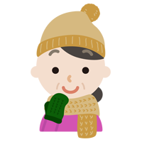 冬の格好をした中年の女性のイラスト1