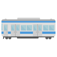 電車のイラスト（グレー×青）1