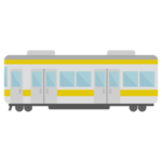 電車のイラスト（グレー×イエロー）1
