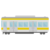 電車のイラスト（グレー×イエロー）1