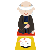 着物を着て福笑いをする高齢者の男性のイラスト1