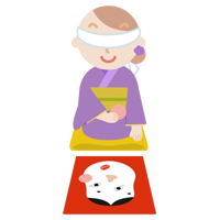 着物を着て福笑いをする若い女性のイラスト1