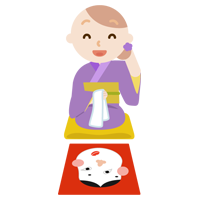 着物を着て福笑いをする若い女性のイラスト2