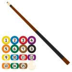ビリヤードボールとキューのイラスト