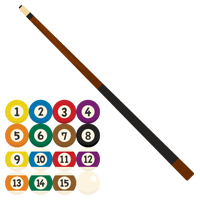 ビリヤードボールとキューのイラスト