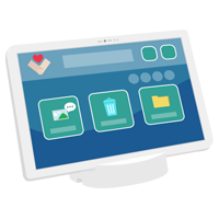 タブレット端末にアプリのUI画面が写っているイラスト2