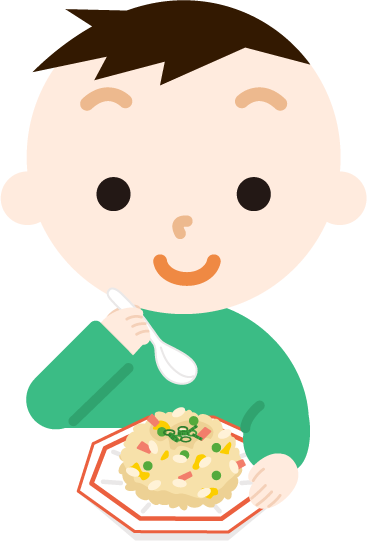 炒飯を食べる男の子のイラスト1