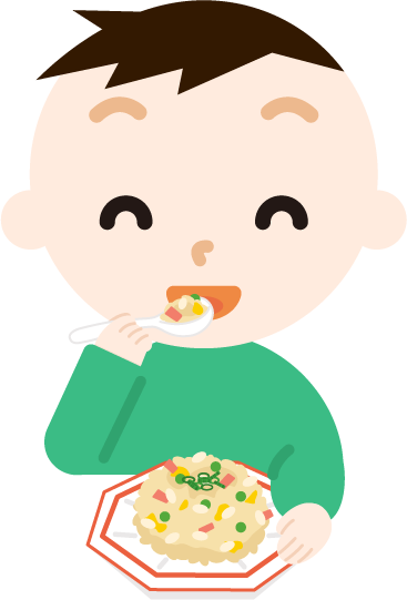 炒飯を食べる男の子のイラスト2